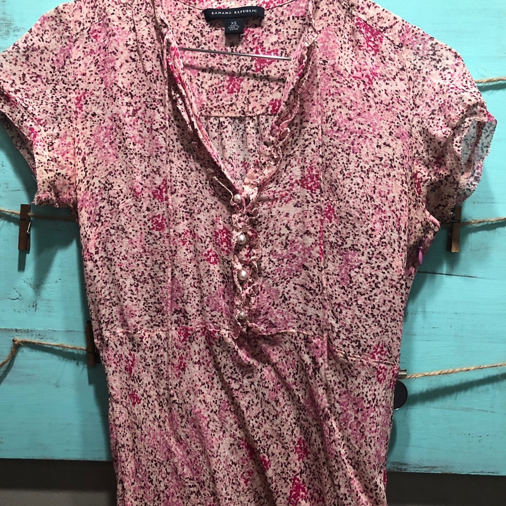 Banana Republic pink  speckled blouse XS